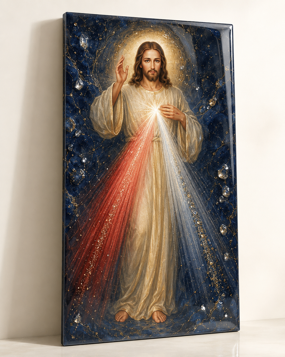 Divine Mercy Jesus wall art as a thoughtful faith-based wedding anniversary gift for friends