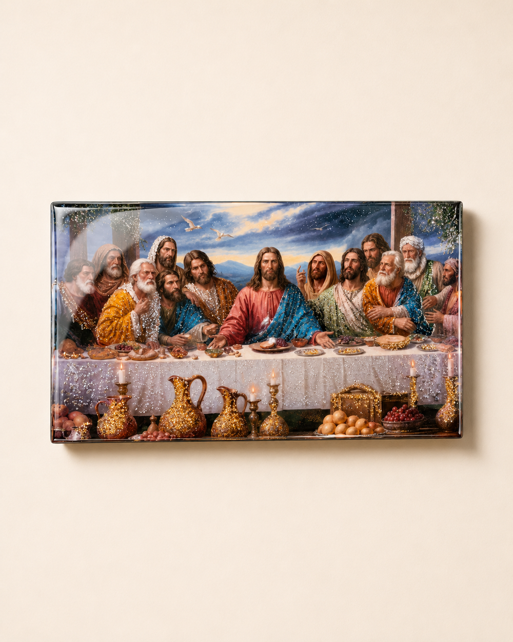 The Last Supper religious wall art on MDF with epoxy resin and hand-applied details