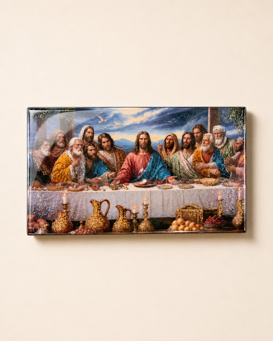 The Last Supper religious wall art on MDF with epoxy resin and hand-applied details
